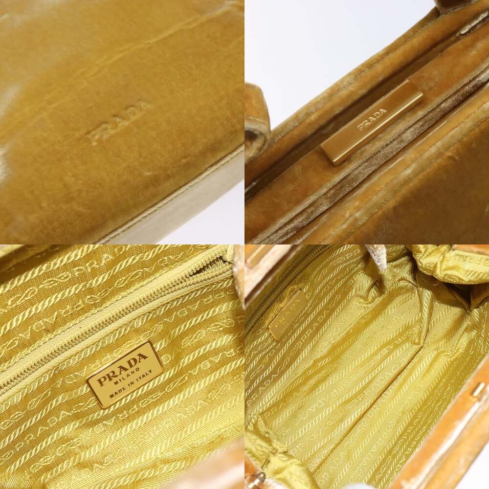 PRADA Hand Bag Velor Yellow Gold - Picture 11 of 12